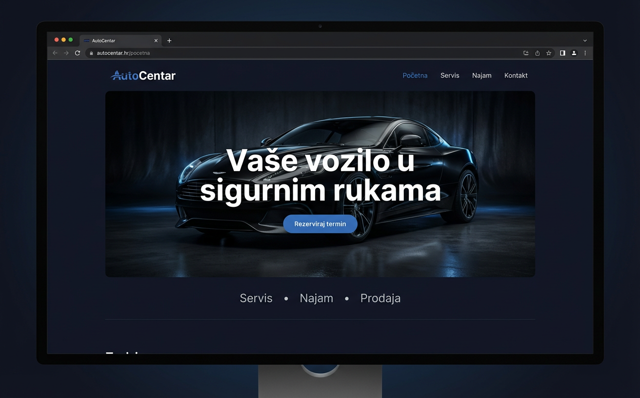 Automobili i prijevoz — primjer web stranice