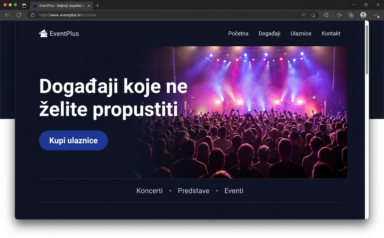 Događaji i ulaznice — primjer web stranice