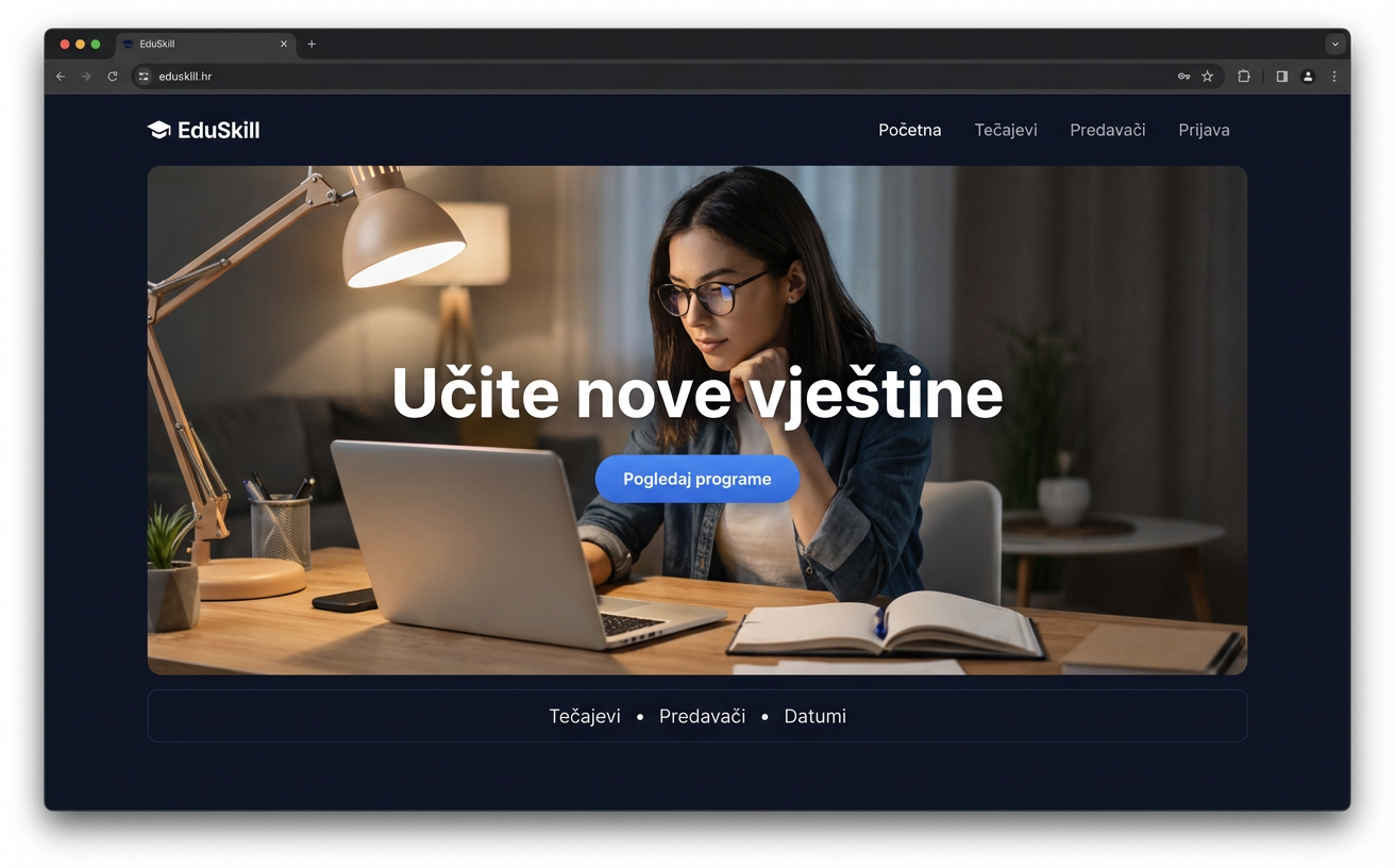 Edukacija i tečajevi — primjer web stranice