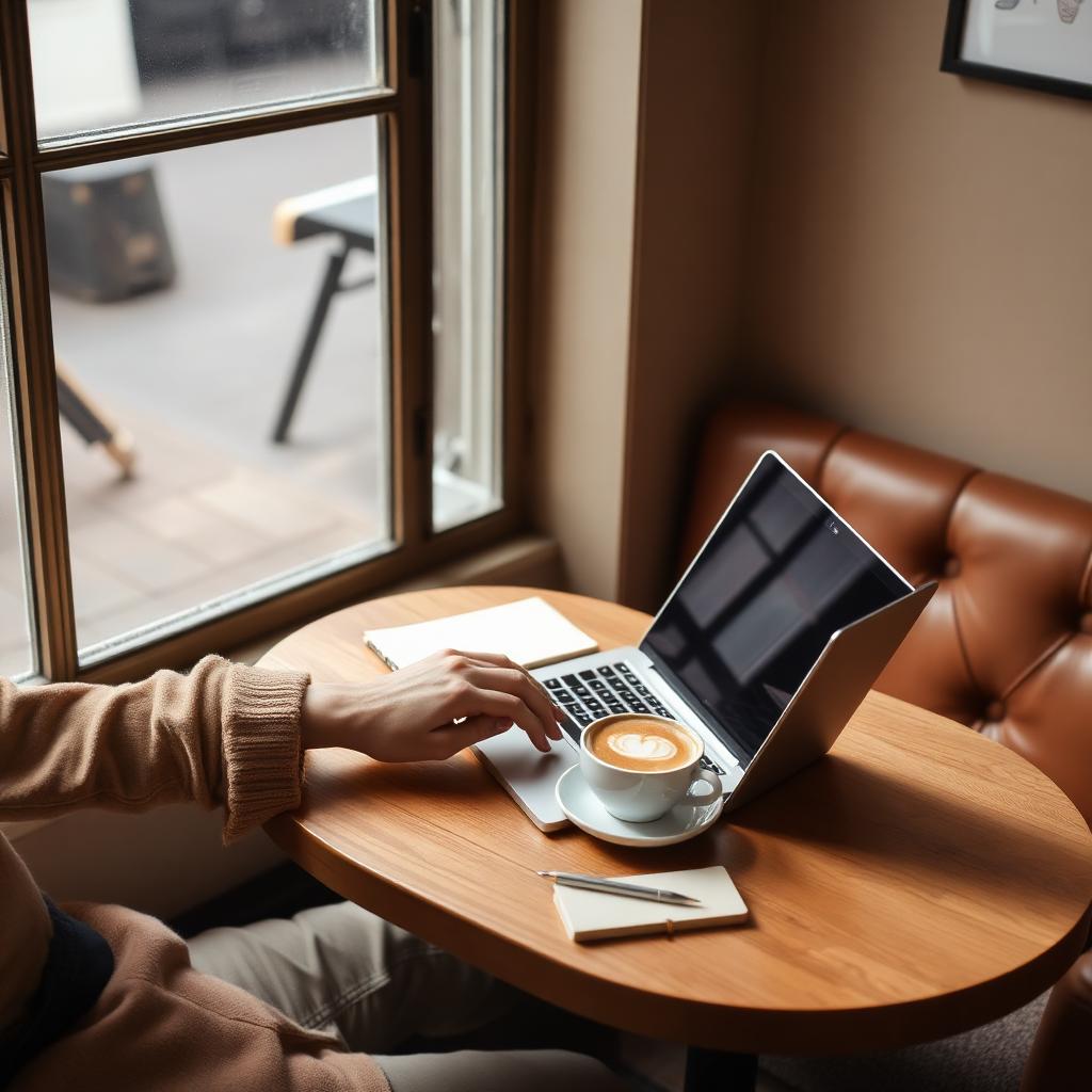 Rad na laptopu uz kavu