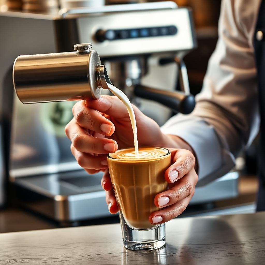Barista priprema latte art
