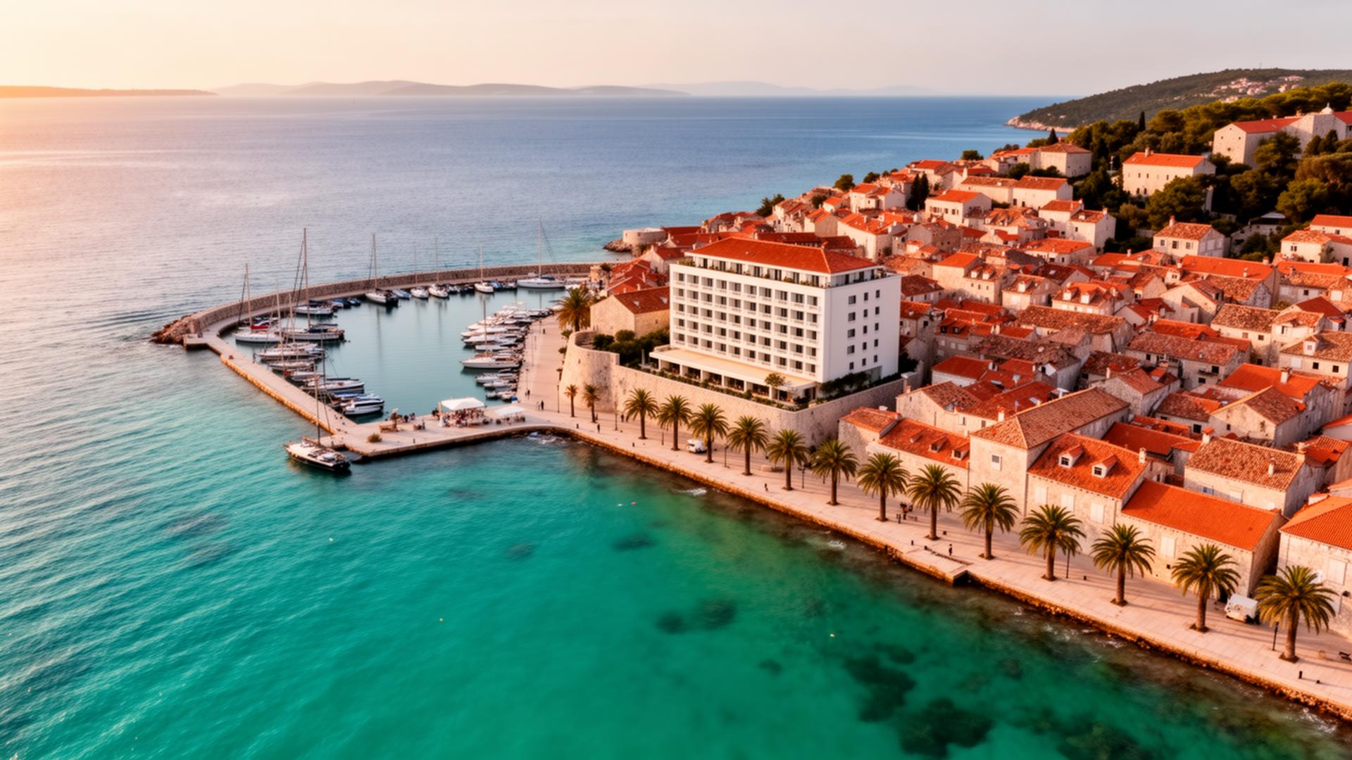 Pogled iz zraka na hotel i obalu