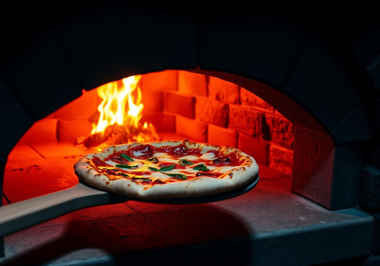 Pizza u krušnoj peći s plamenom