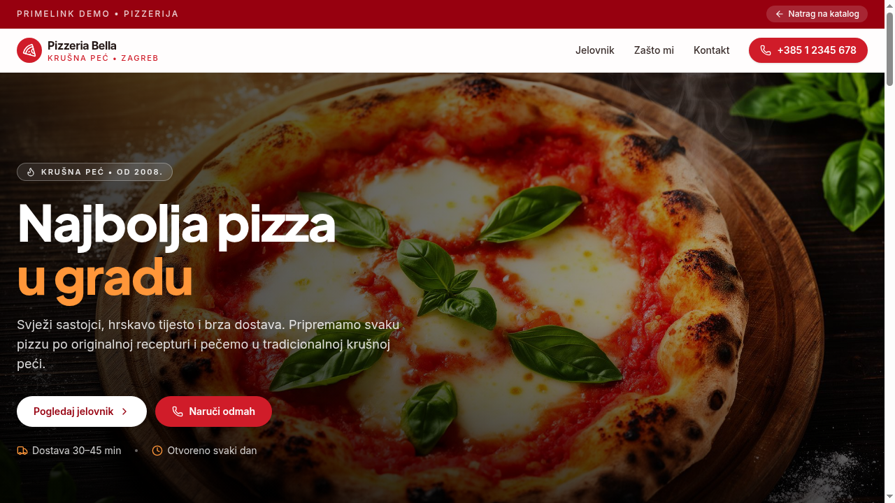 Preview Pizzeria demo stranice