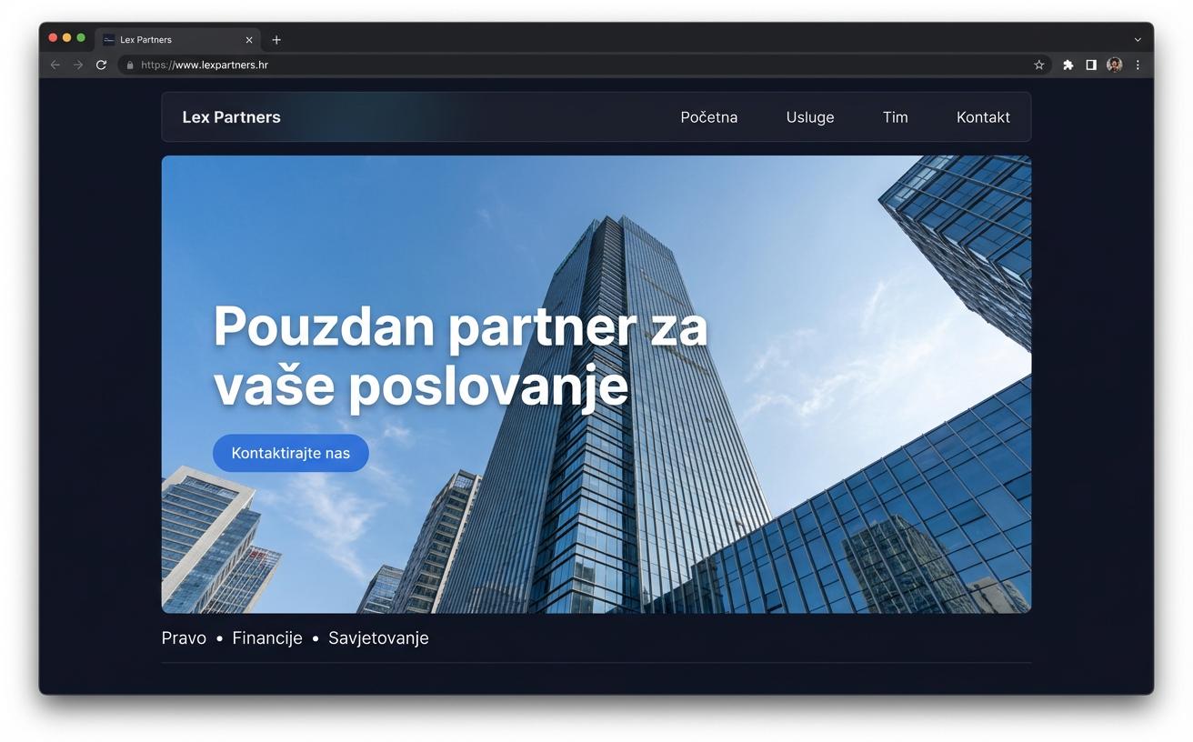 Profesionalne usluge — primjer web stranice