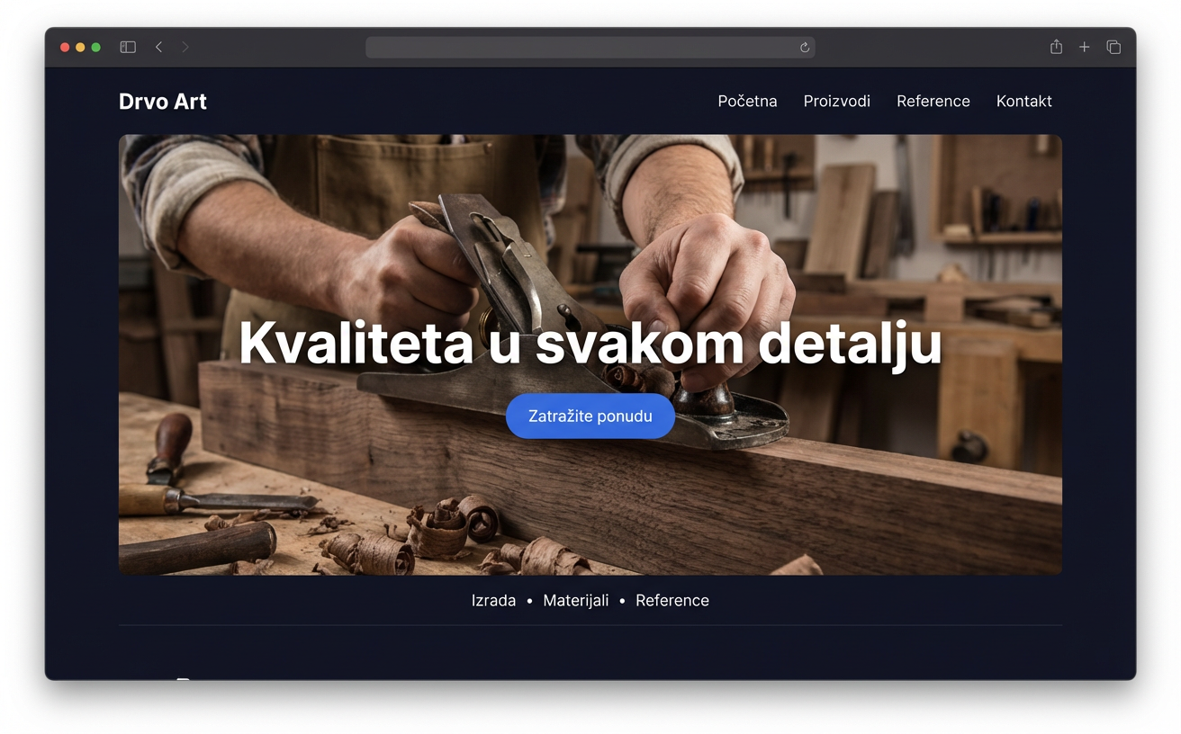 Proizvodnja i obrt — primjer web stranice