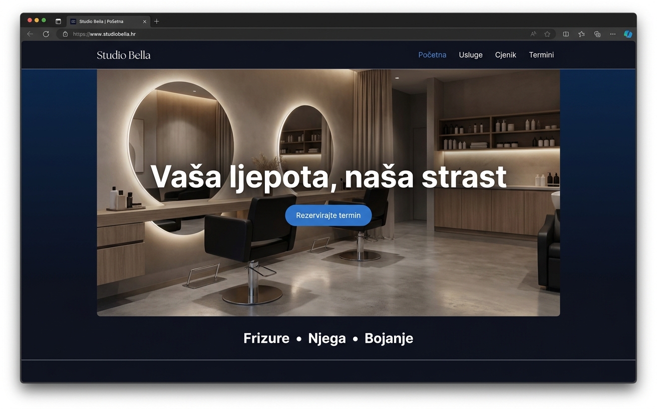 Saloni i ljepota — primjer web stranice