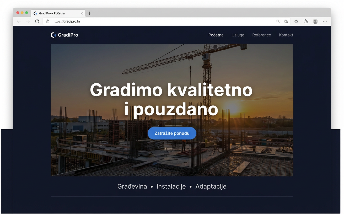 Uslužne djelatnosti — primjer web stranice