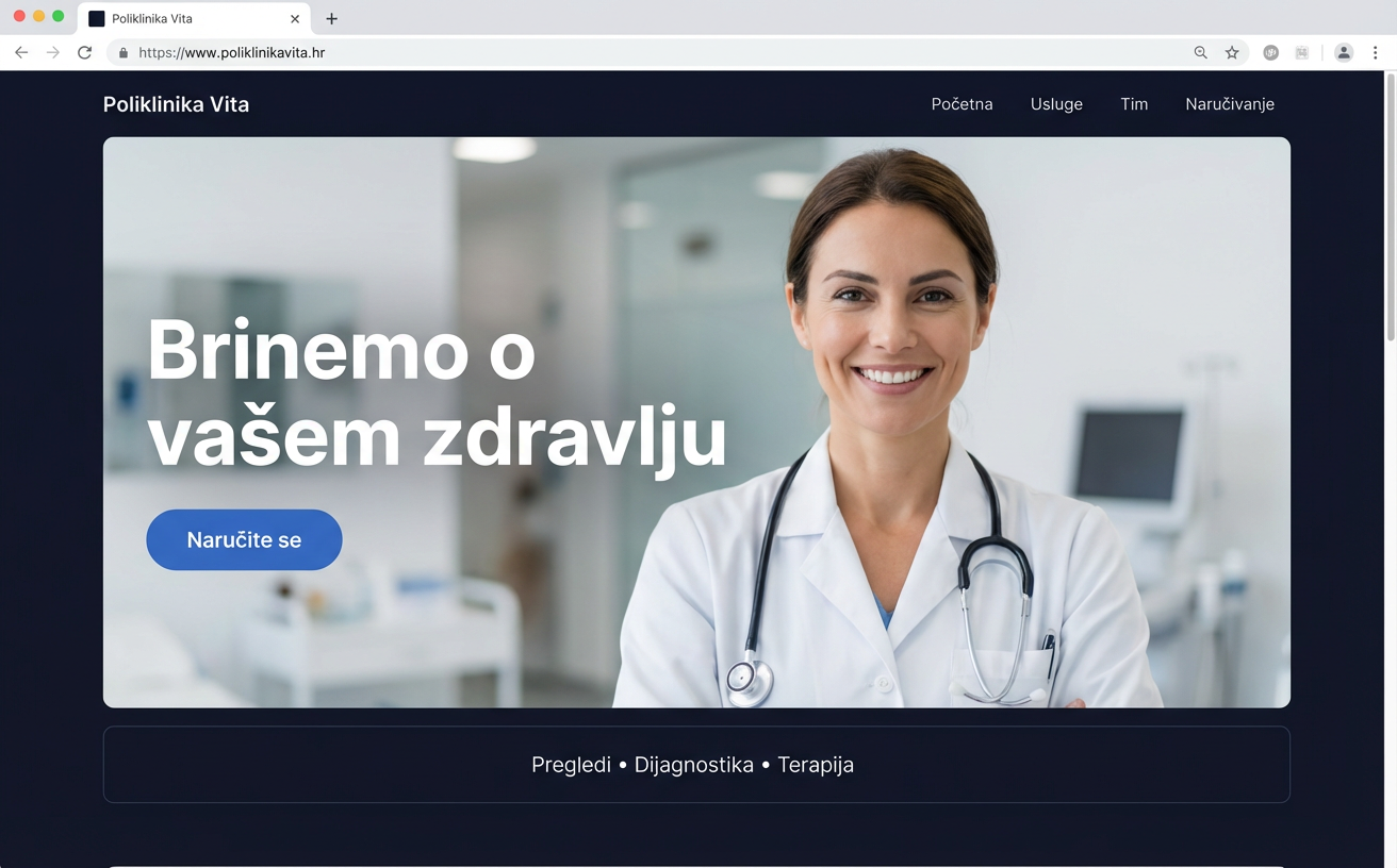 Zdravstvo i ordinacije — primjer web stranice